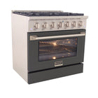 Kucht 36" KNG Series Pro Style Natural Gas Range - Stainless Steel/Cement Grey-Full stainless steel range with a professional handle for the ultimate cooking experience