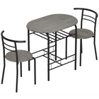 HOMCOM 31.5" 3-Piece Dining Set with Storage Shelf - Dark Grey-Dining table set for 2 consists of a table and two chairs