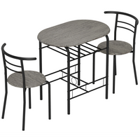 HOMCOM 31.5" 3-Piece Dining Set with Storage Shelf - Dark Grey-Dining table set for 2 consists of a table and two chairs