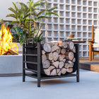 Outsunny 19" Firewood Rack Outdoor with Carrier - Metal Wood Storage Holder-Top handles allow for effortless relocation