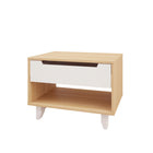 Nexera Barista Nightstand with 1-Drawer And Folding Door - Natural Maple & White-1 open shelf for decorative pieces