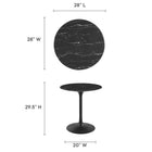 Modway Lippa 28" Round Faux Marble Dining Table - Black-Artificial Marble Tabletop