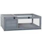 PawHut 13" H Wood Tortoise House - Grey-The stable cedar structure keeps the turtle safe 