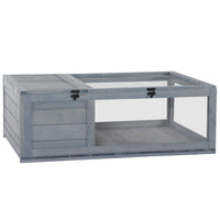 PawHut 13" H Wood Tortoise House - Grey-The stable cedar structure keeps the turtle safe 