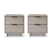 Manhattan Comfort Granville 18.11" Modern 2-Drawer Nightstand 2-Piece Set - Light Grey-Modern-Contemporary with a taste of Glam - Nightstand for Bedroom and Living Room Use. Set of 2