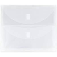 JAM Paper Plastic 2 Pocket Envelopes, VELCRO Brand Closure, Letter Booklet, 9.75 x 13, Clear Poly, 10 Pack (B35218bg)-Clear
