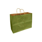 Eddie's 100% Recycled Kraft Shopper Paper Bag - 16" L x 6" W x 12" D - Leaf Green - 250 Pack-16" x 6" x 12"