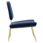Modway Ponder Performance Velvet Lounge Chair - Navy-Gold Stainless Steel Frame