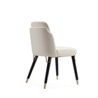 Manhattan Comfort Estelle 20.08" Modern Faux Leather Upholstered Dining Chair - Cream and Black - Set of 2-Delivered to you Fully Assembled! No Assembly Required