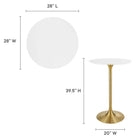 Modway Lippa 28" Round Wood Bar Table - Gold White-Lacquered MDF Tabletop