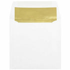 JAM Paper 6" x 6" Square Foil Lined Invitation Envelopes - White with Gold Foil - 50 Pack-Colour: White with Gold Foil Lining, Foil gives envelope natural looking shine