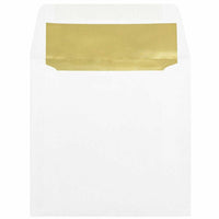 JAM Paper 6" x 6" Square Foil Lined Invitation Envelopes - White with Gold Foil - 50 Pack-Colour: White with Gold Foil Lining, Foil gives envelope natural looking shine