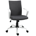 Vinsetto Mid Back Linen Swivel Computer Chair - Charcoal Grey-Comfortable backrest line design with thick padding, provides extra comfort