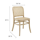 Modway Winona Wood Dining Side Chair - Grey - 2 Pack-Woven Rattan Cane Seat