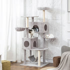 PawHut 66" Cat Tree with 2 Condos and Big Hammocks - Light Grey-Its large base and anti-tip strap ensure superior stability for active cats 