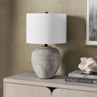 Hudson&Canal Shira 23" Tall Ceramic Table Lamp with Fabric Shade - Cool Terracotta/White-Includes a 6 ft. cord with rotary socket switch