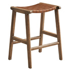 Modway Saoirse Faux Leather Wood Counter Stool - Walnut Brown - Set of 2-6