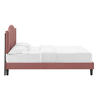 Modway Juniper Channel Tufted Performance Velvet King Platform Bed - Dusty Rose-Reinforced Center Beam and Support Legs