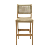 Zuo Corde Barstool - Beige-Weather resistant solid acacia wood frame with synthetic rattan weave