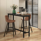 HOMCOM 27" Counter Height Industrial Kitchen Bar Stools - Brown - 2 Pack-Steel splayed legs provide support for stable standing
