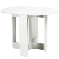 HOMCOM 41" Oval Drop Leaf Foldable Dining Table for 2-4 - White-Space-saving drop-leaf design is suitable for small kitchens and dining spaces