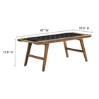 Modway Saoirse 47" Faux Leather Wood Bench - Walnut/Black-Basket Weave Design