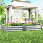 Outsunny Raised Garden Beds - 39" L x 24" W x 12" H - Light Grey - 2 Pack-Open bottom for direct contact with soil. No water build-up in bottom 