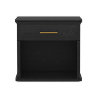 Manhattan Comfort Clifford Traditional 1-Drawer Nightstand - Black-Wood Grain Laminate Finish: Warm, natural wood look with a durable, easy-to-clean surface