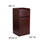Flash Furniture Wood Tray Top Receptacle - Mahogany-Holds up to 36 Gallons