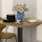 HOMCOM Square Dining Table with Steel Base for Kitchen - Brown-Materials: Particleboard, Steel