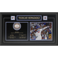Official Los Angeles Dodgers Teoscar Hernandez Signed Deluxe Frame - Framed Print - 26" x 16"-Premium signed baseball framed