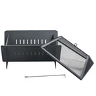 Shinerich Heavy Duty Rectangle Fire Pit - 29" x 26"-Rectangle shaped protection screen and fire tool included