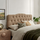 Modway Annabel Premium Linen Blend Queen Headboard - Almond-Wood Blend Frame