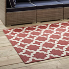 Modway Cerelia Moroccan Trellis Indoor/Outdoor Area Rug - 9 ft W x 12 ft L - Red/Beige-Gripping Rubber Underside
