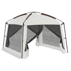 Outsunny 10' L x 10' W Screen Tent with Carry Bag & Ground Stakes, Easy Setup, Fits 6-8 People - White-Large size fits six to eight people