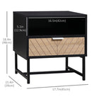 HOMCOM Modern Bedside Table with Drawer and Storage Shelf - Black-Wide tabletop for displaying photos and decorations