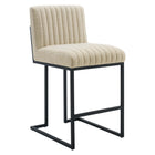 Modway Indulge Channel Tufted Fabric Counter Stool - Beige-Channel Tufted Counter Stool
