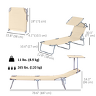 Outsunny Outdoor Lounge Chair - Adjustable Folding Chaise Lounge - Beige-Lightweight and portable design makes it easy to carry