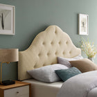 Modway Sovereign Upholstered Fabric Queen Headboard - Beige-Deep inset buttons