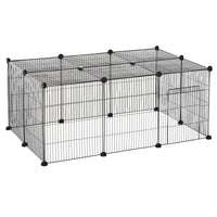 PawHut 18" H 16-Panel Small Animal Cage with Door-Suitable for bunnies, chinchillas, hedgehogs, guinea pigs, and other pets of similar size 