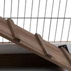 PawHut 35" H Indoor Rabbit Hutch with Wheels, Run and Tray - Brown-Two doors with latches ensure security 