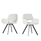 Homy Casa Swivel Upholstered Dining Chair  -  Ivory Beige Fabric  with Black Metal Legs - 4 Pack-360-Degree Swivel Function: The chair providing flexibility and convenience.
