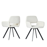 Homy Casa Swivel Upholstered Dining Chair  -  Ivory Beige Fabric  with Black Metal Legs - 4 Pack-360-Degree Swivel Function: The chair providing flexibility and convenience.