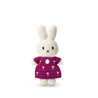 Just Dutch Miffy Handmade Bunny Plush Toy - Purple Tulip Dress-Charming handmade plush toy features the iconic Miffy character in a beautifully hand-crocheted outfit