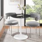 Modway Lippa 28" Round Faux Marble Dining Table - White Black-Chip-Resistant Metal Pedestal Base