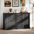 HOMCOM 57.9" L Cabinet with Charging Station and Thickened Top - Black Wood Grain-1.2" (3 cm) thick top and reinforced base support up to 192 lb. (87 kg). Anti-tipping kit provides safety