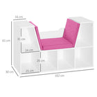 HOMCOM 6-Cubby Bookcase with Seat Cushion - Pink-The cushions can be removed as well to have more storage space 