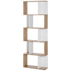 HOMCOM 5-Tier Geometric Bookshelf for Home Office and Living Room - White-Solid particle board construction for long-term use