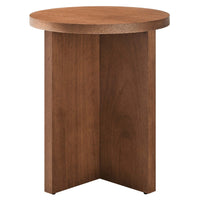 Modway Silas Round Wood Side Table - Walnut-Modern Round Side Table