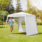 Outsunny 8 ft W x 8 ft L Pop Up Canopy Tent with Carry Bag and Slant Legs - UV50+-Three-level adjustable frame, made from steel for strength